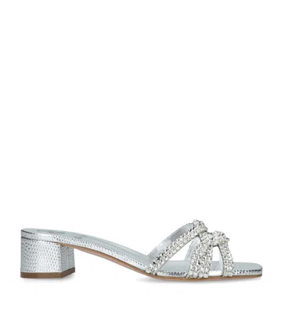 Gina Leather Taylor Heeled Mules 35 In Silver