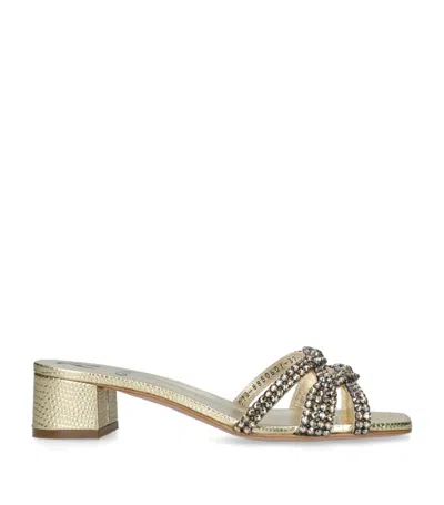 Gina Leather Taylor Heeled Mules 35 In Gold