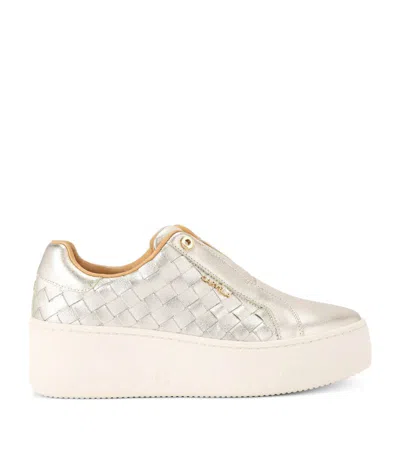Carvela Woven Leather Connected Laceless Sneakers In Gold