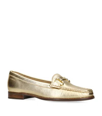 Carvela Metallic Leather Click Loafers In Gold