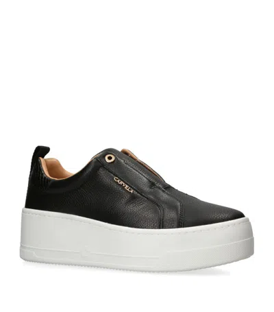 Carvela Leather Connected Laceless Sneakers In Black