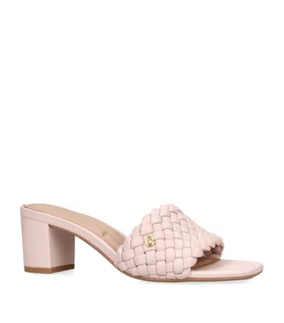 Carvela Womens Pale Pink Laatice Woven-texture Faux-leather Heeled Mules
