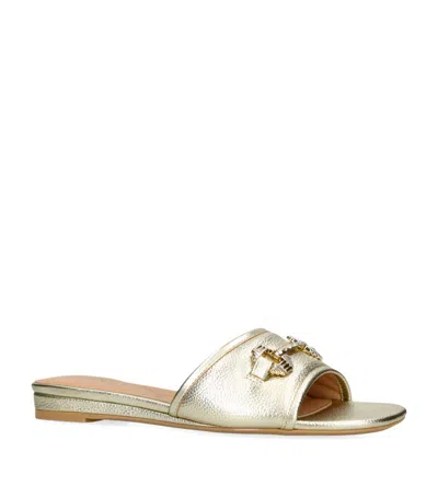 Carvela Womens Gold Poise Chain-embellished Leather Flat Sandals