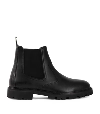 The Kooples Mens Black Logo-debossed Leather Chelsea Boots