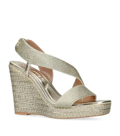 Carvela Womens Gold Gala C-stud Micro-rope Woven Wedges