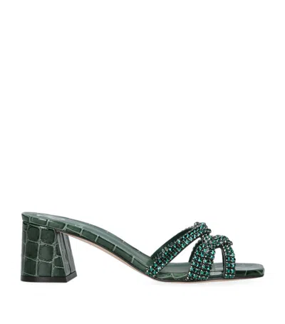 Gina Leather Rego Heeled Mules 55 In Green