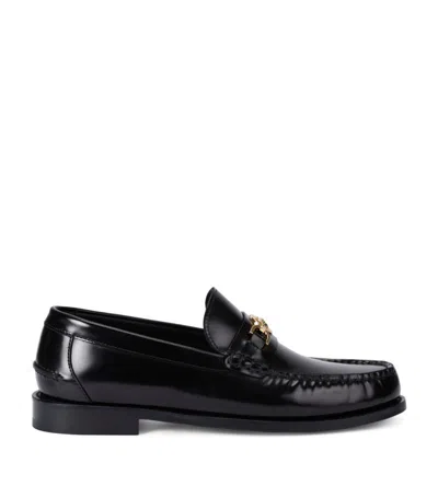 Versace Leather Medusa 95 Loafers In Black
