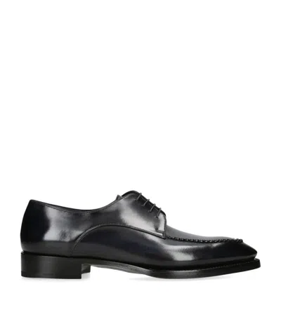 Santoni Leather Derby Shoes In Navy