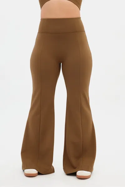 Girlfriend Collective Beachwood Luxe Flare Legging In Brown