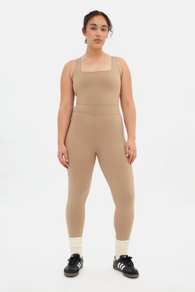 Girlfriend Collective Route Luxe Paneled Unitard In Neutral