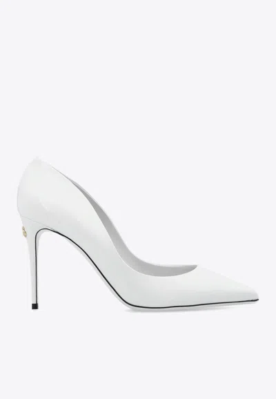 Dolce & Gabbana Cardinale 90 Patent Leather Pumps In White