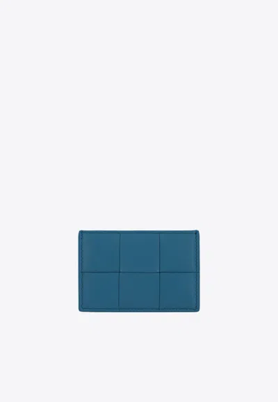 Bottega Veneta Intrecciato Leather Cardholder In Blau