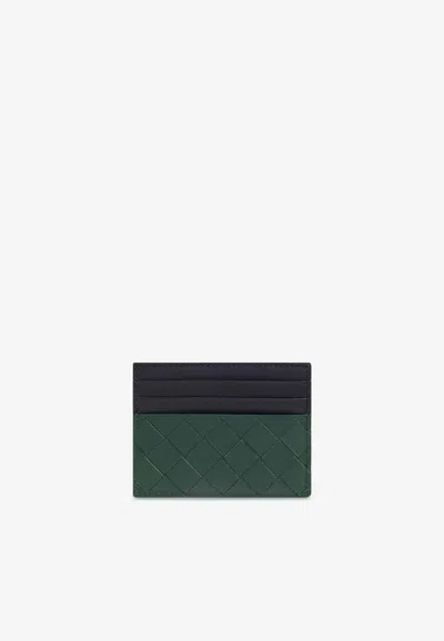 Bottega Veneta Cassette Intrecciato Leather Cardholder In Emerald Green