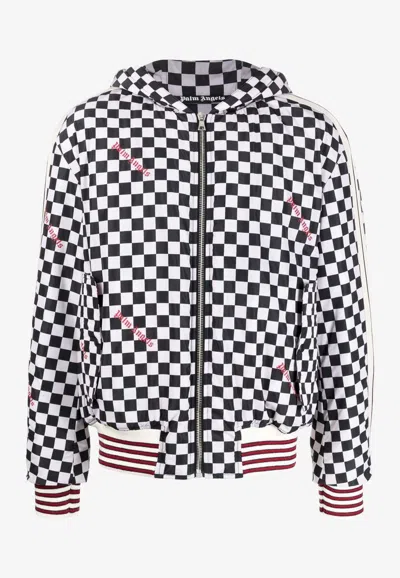 Palm Angels Damier Puffed Hoodie In Monochrome