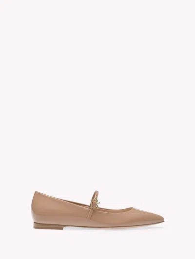 Gianvito Rossi Patent Mary Jane Buckle Ballerina Flats In Pink