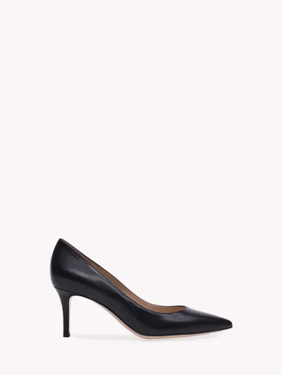 Gianvito Rossi Pointed Mid-heel Pumps In Black Leather