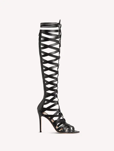 Gianvito Rossi Catherine 105 Knee-high Gladiator Boots In Black Leather