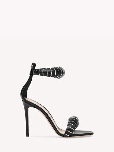 Gianvito Rossi Bijoux 105 Crystal Sandals In Nappa Leather In Black Leather