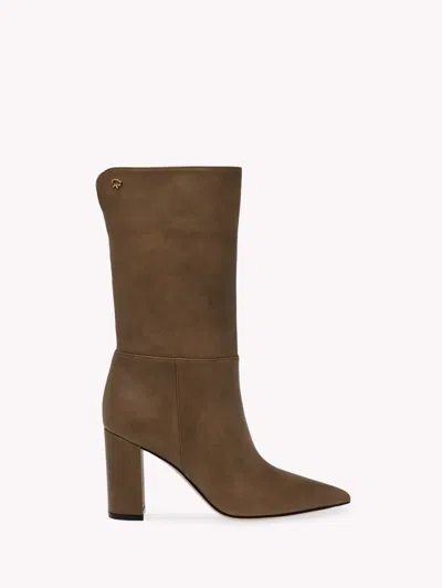 Gianvito Rossi Piper 85 Leather Knee Boots In Brown