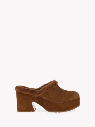 Gianvito Rossi Lyss Suede Clogs In Brown