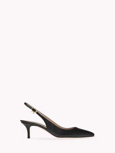 Gianvito Rossi Ribbon Sling 55 Leather Slingback Pumps In Black Leather