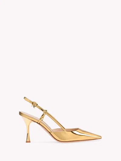 Gianvito Rossi Women's Ascent Vitello Slip On Pointed Toe Slingback High Heel Pumps In Gold