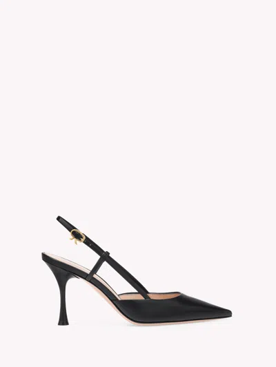 Gianvito Rossi Women's Ascent Vitello Slip On Pointed Toe Slingback High Heel Pumps In Black Leather
