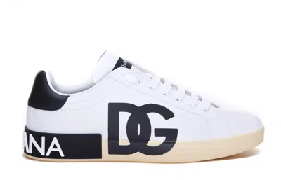 Dolce & Gabbana Portofino Sneakers In Bianco/nero