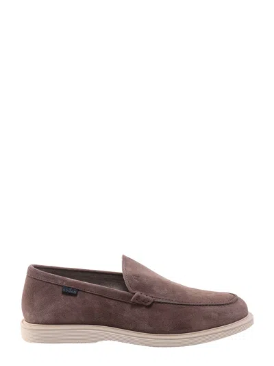 Hogan Suede Loafer With Rubber Sole In Marrón