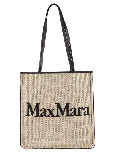 Max Mara Logo-detailed Tote Bag In Paglia