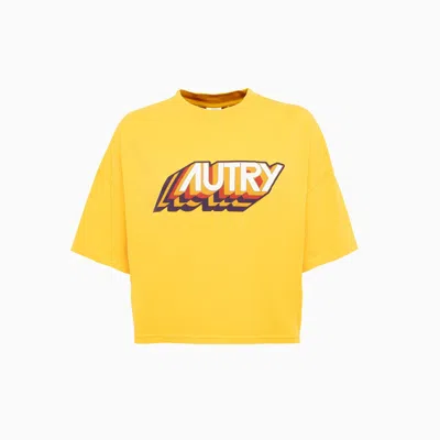 Autry Logo印花短款t恤 In Yellow