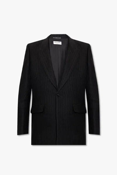 Saint Laurent Pinstriped Blazer In Black
