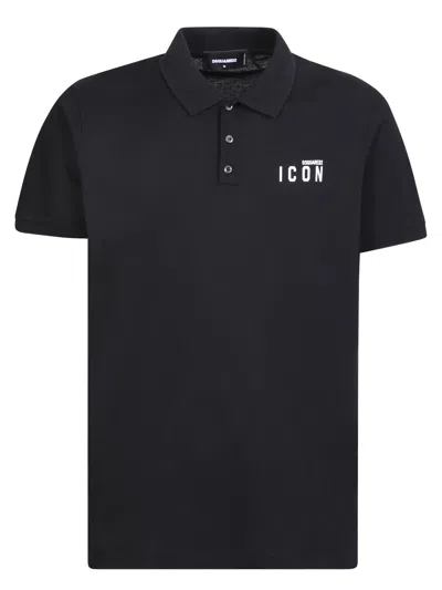 Dsquared2 Black Icon Polo Shirt In Neutrals
