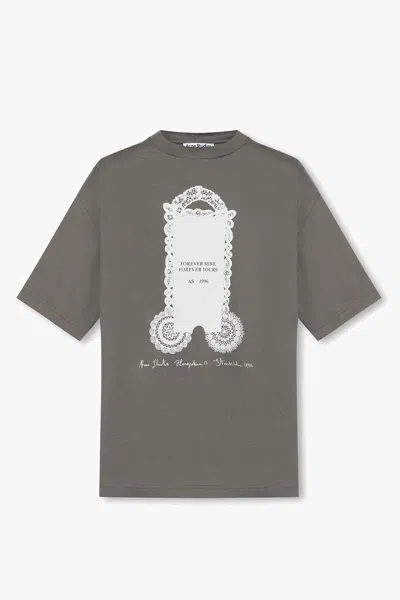 Acne Studios Printed T-shirt In Dark Grey