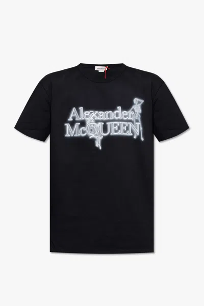 Alexander Mcqueen Logo T-shirt In Black  