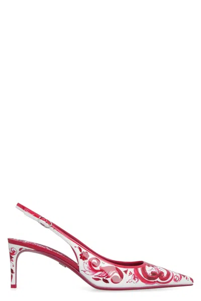 Dolce & Gabbana Leather Slingback Pumps In Rosa