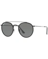 Ray Ban Round Double Bridge Sunglasses Black Frame Blue Lenses 51-22 In Black/green Polar