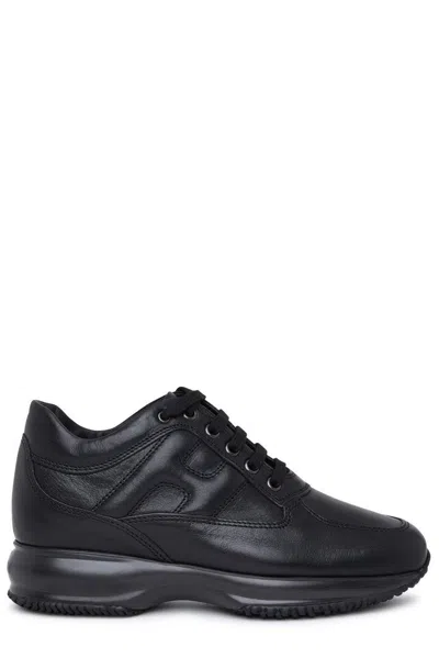 Hogan Round-toe Lace-up Sneakers In Black