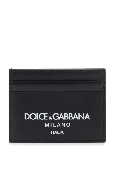 Dolce & Gabbana Logo Leather Cardholder In Nero