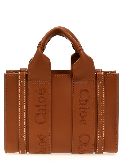 Chloé Mini Leather Woody Tote Bag In Brown