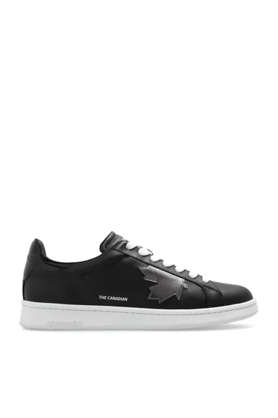 Dsquared2 Boxer Leather Low-top Sneakers In Nero