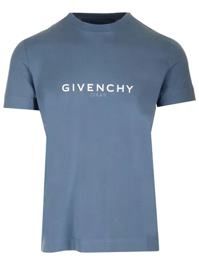 Givenchy Logo-print Cotton-jersey T-shirt In Blue