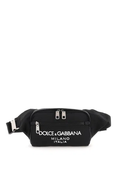 Dolce & Gabbana Nylon Beltpack Bag With Logo In Nero