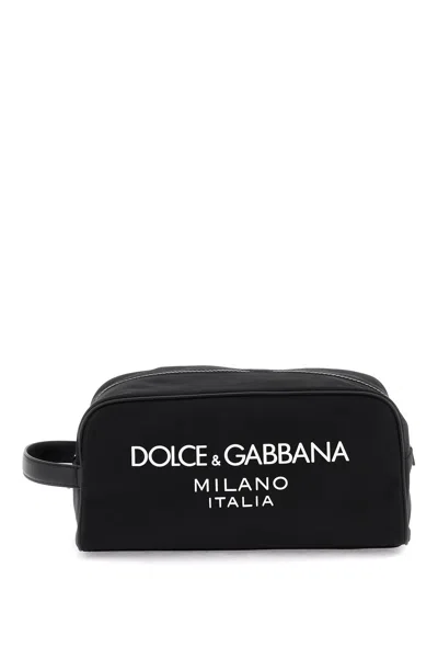 Dolce & Gabbana Rubberized Logo Beauty Case In Nero