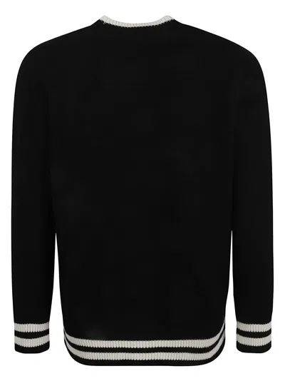 Alexander Mcqueen Skull Logo Stripe Trim Sweater In Black/ivory
