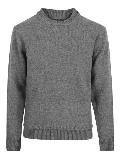 Maison Margiela Shoulder Pad Rib Trim Sweater In Medium Grey