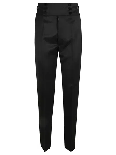 Maison Margiela High-waist Rear Logo Trousers In Black