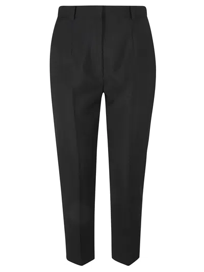 Alexander Mcqueen Plain Cropped Trousers In Black