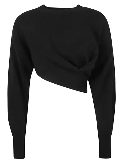 Alexander Mcqueen Asymmetric Rib Knit Sweater In Black
