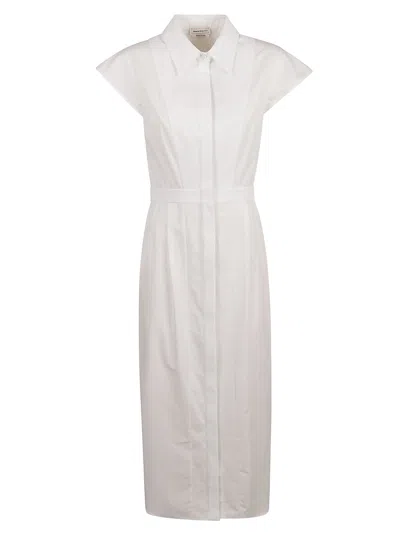 Alexander Mcqueen Capped Sleeve Dress In Optic White
